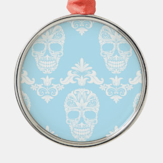 blue victorian skulls metal tree decoration
