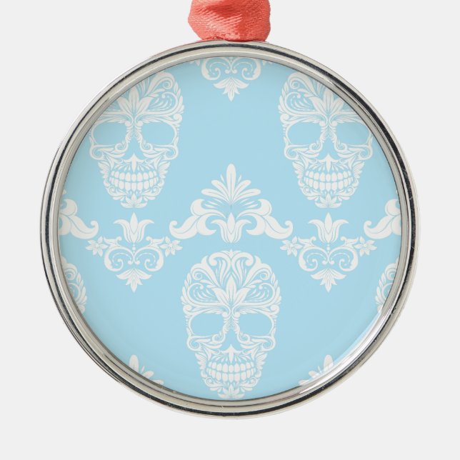 blue victorian skulls metal tree decoration (Front)