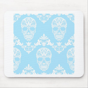 blue victorian skulls mouse mat