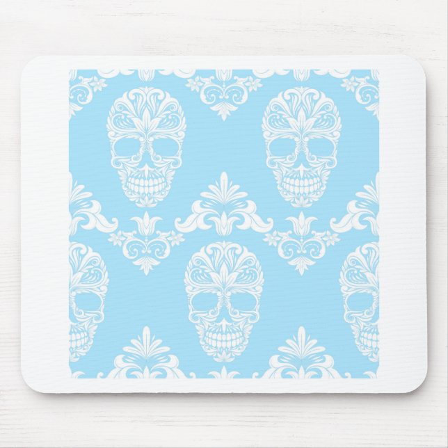 blue victorian skulls mouse mat (Front)
