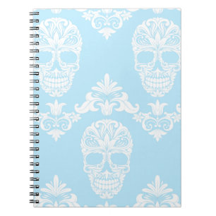 blue victorian skulls notebook