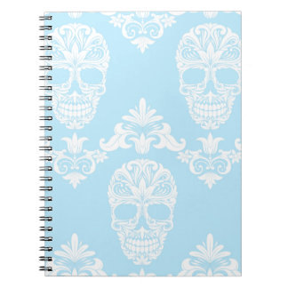 blue victorian skulls notebook