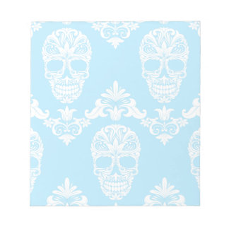 blue victorian skulls notepad