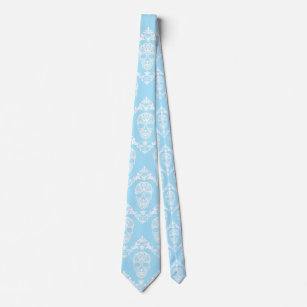blue victorian skulls tie