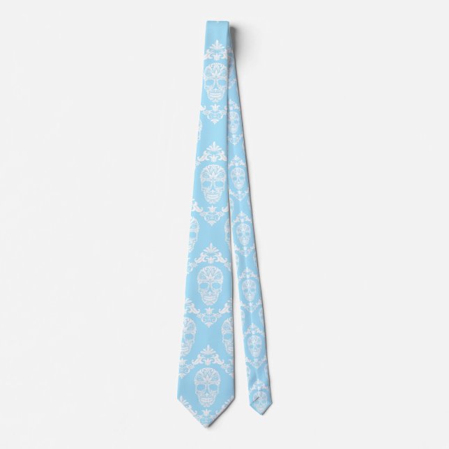blue victorian skulls tie (Front)