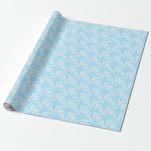 blue victorian skulls wrapping paper