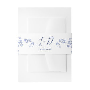 Blue Victorian Wedding Invitation Belly Band