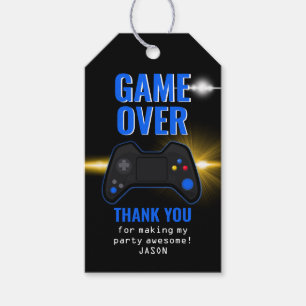 Blue Video Game Birthday Gift Tags