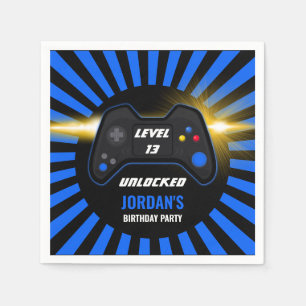 Blue Video Game Birthday Napkins