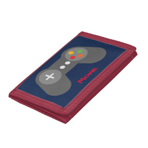 Blue Video Game Controller Trifold Wallet