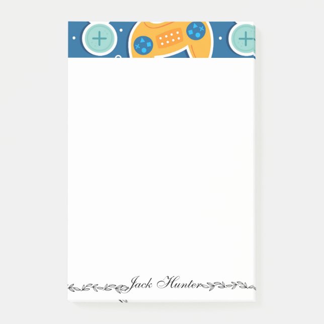 Blue Video Game Themed Name Personalised  Post-it Notes (Front)