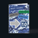 Blue Video Gamer 10th Birthday Card<br><div class="desc">A cool blue video gamer 10th birthday card for boys. It features a pixel video game blue design on the front and back of the card. The inside reads a level up birthday card message which can be easily personalised if wanted. This fun gamer 10th birthday card would make a...</div>