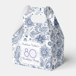 Blue Vintage 80th Birthday Thank You Favour Box