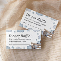 Blue Vintage Aeroplane Diaper Raffle Baby Shower