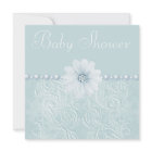 Blue Vintage Baby Shower Bling Flowers & Pearls