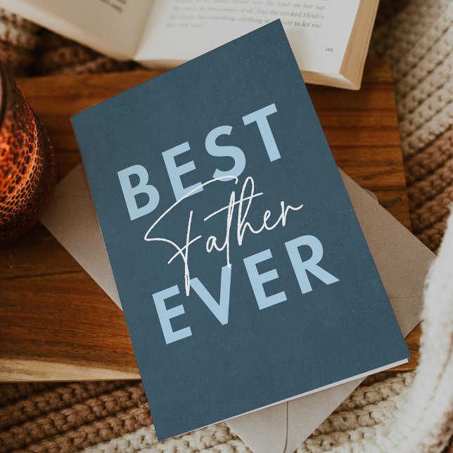 Blue Vintage Best Father Ever Father's Day Card (Creator Uploaded)