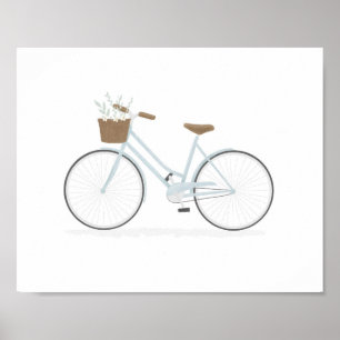 Blue Vintage Bike With Basket Poster