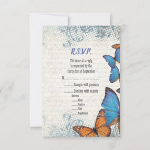 Blue vintage butterfly RSVP