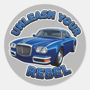 Blue Vintage Car Classic Round Sticker