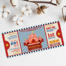 Blue Vintage Carnival Ticket Entrance Birthday