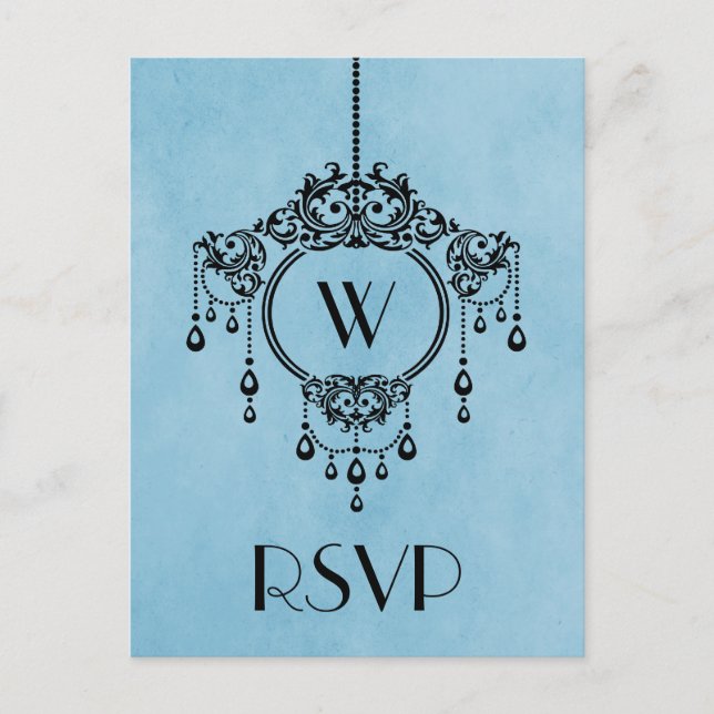 Blue Vintage Chandelier Response Postcard (Front)
