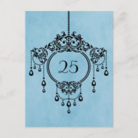 Blue Vintage Chandelier Table Number Postcard