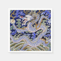 blue vintage Chinese tattoo Embroidery dragon