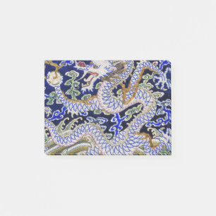 blue vintage Chinese tattoo Embroidery dragon Post-it Notes