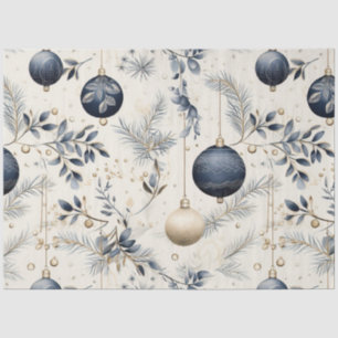 Blue Vintage Christmas Floral Decoupage   Tissue Paper