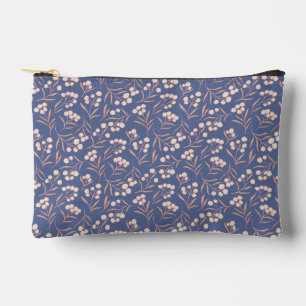 Blue Vintage Cotton Flower Accessory Pouch
