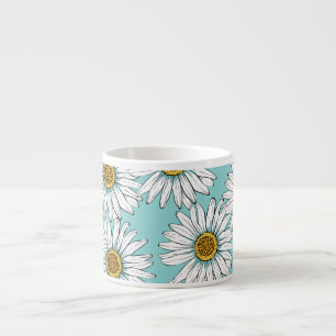 Blue Vintage Daisy Floral Pattern Espresso Cup