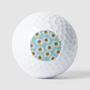 Blue Vintage Daisy Floral Pattern Golf Balls