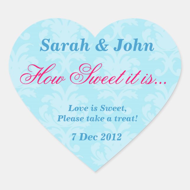 Blue Vintage damask How Sweet it is Sticker (Front)