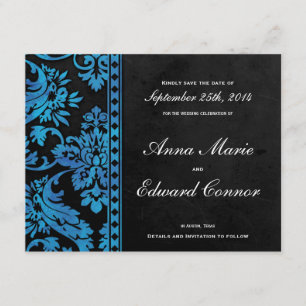 Blue Vintage Damask Lace Save the Date