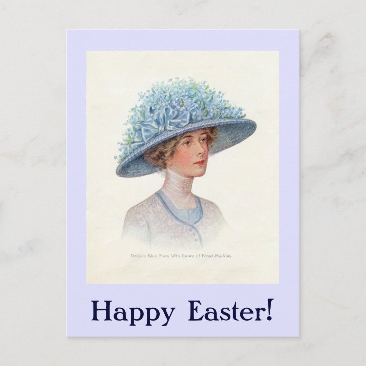 Blue Vintage Easter Postcard Zazzle