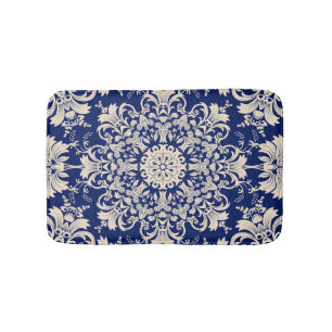 Blue Vintage: Elegant Seamless Pattern. Bath Mat