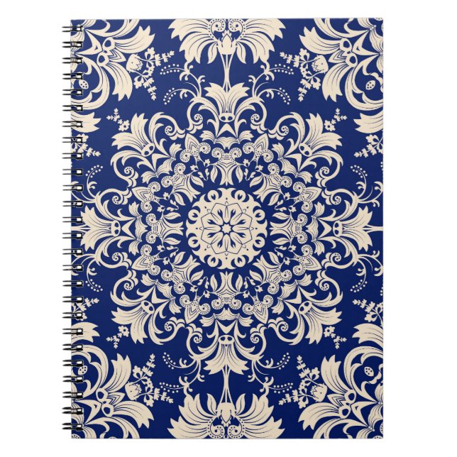 Blue Vintage: Elegant Seamless Pattern. Notebook (Front)