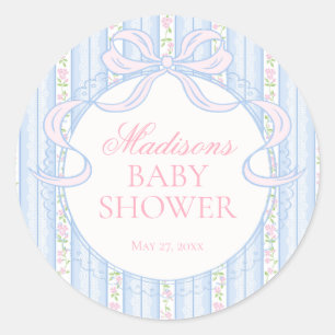 Blue Vintage Fancy Floral Baby Shower Invite Seal