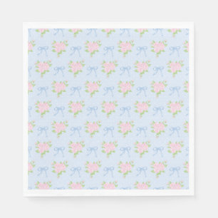Blue Vintage Fancy Floral Party Dessert Napkin