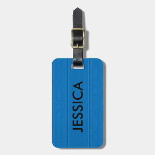 Blue vintage faux leather luggage tag