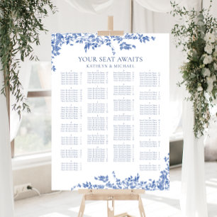 Blue Vintage Floral Alphabetical Wedding Seating Poster