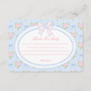 Blue Vintage Floral Books for Baby Invite Insert