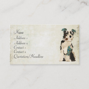 Blue Vintage Floral Dog Business Card