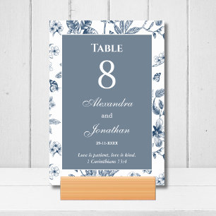 Blue Vintage Floral French Christian Wedding    Table Number