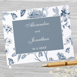 Blue Vintage Floral French Wedding Guest Book