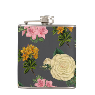 Blue Vintage Floral Hip Flask