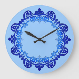 Blue Vintage Floral Medallion Wall Clock