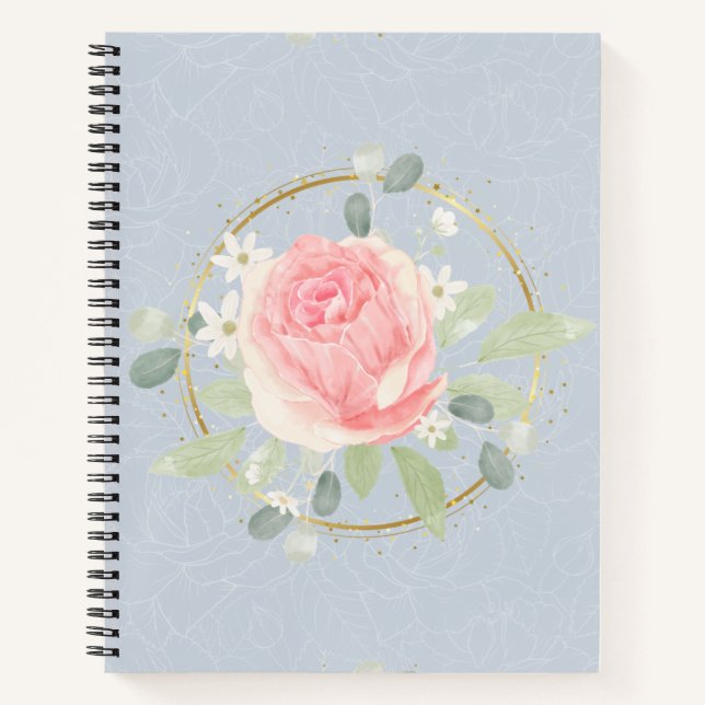 Blue Vintage Floral  Notebook (Front)