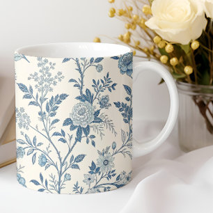 Blue Vintage Floral Pattern Coffee Mug