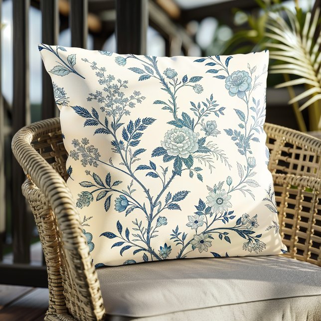 Blue Vintage Floral Pattern Cushion (Creator Uploaded)